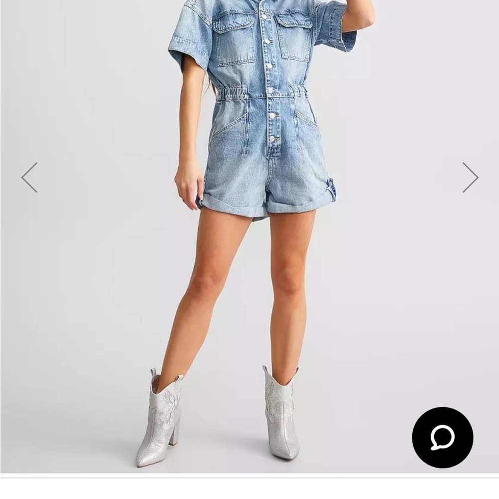 Free people Jean utility romper XS